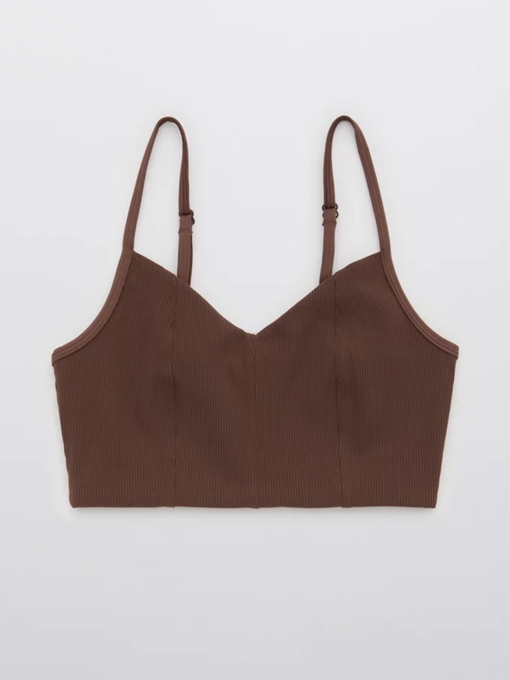 Aerie OFFLINE Ribbed Longline Sports Bra Brown size small